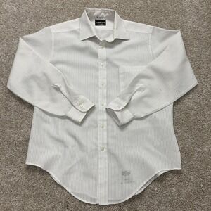 Vintage Career Club Dress Shirt Mens 16 White Stripe Point Collar Long Sleeve